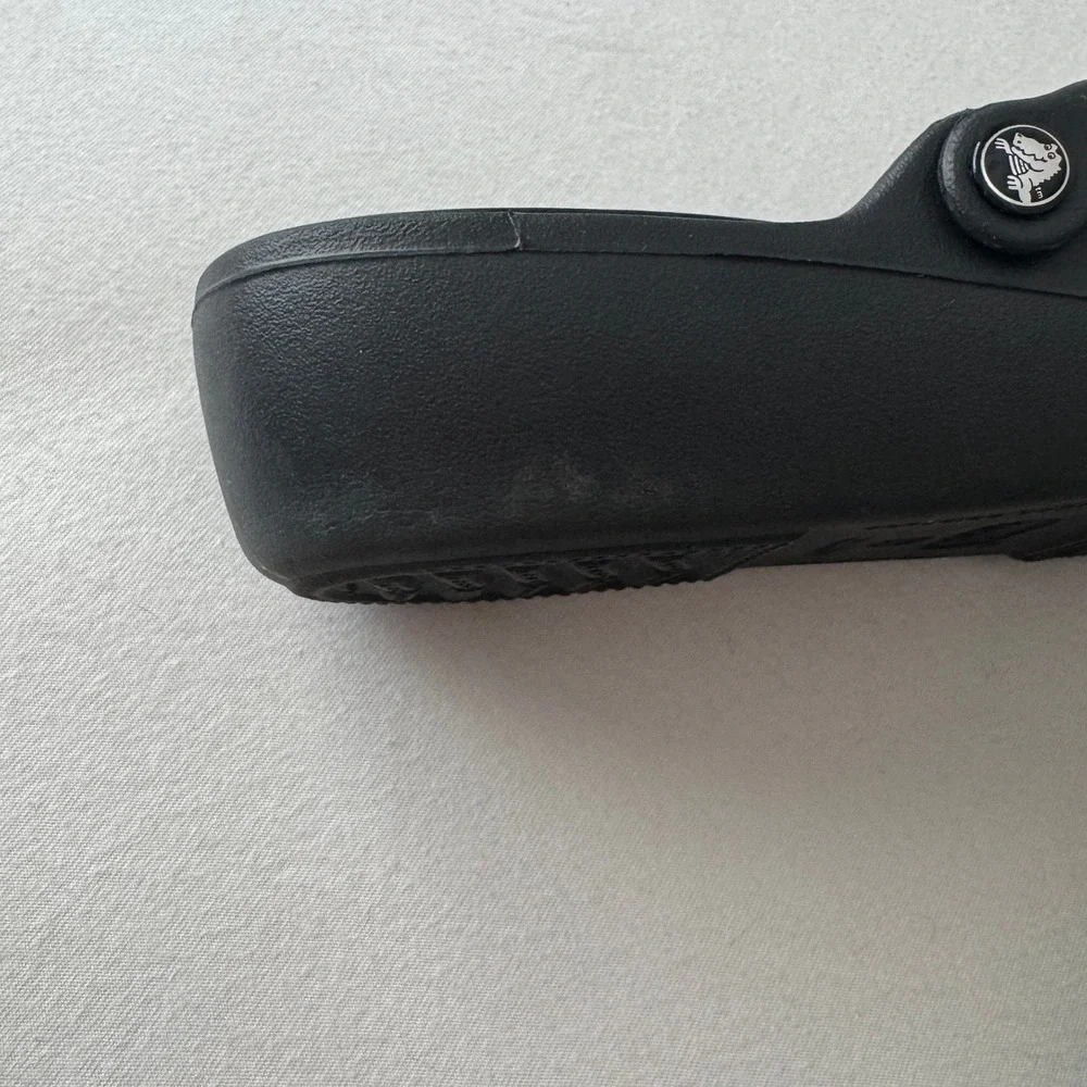 Crocs Patricia Wedge Sandals Womens 8 Black Multi Strap Slip On Shoes Comfort